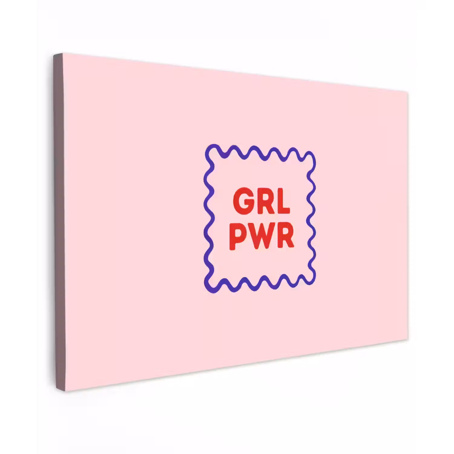Grl pwr - Roze - Kader Tuinposter op houten frame 2 cm dik klein -3d