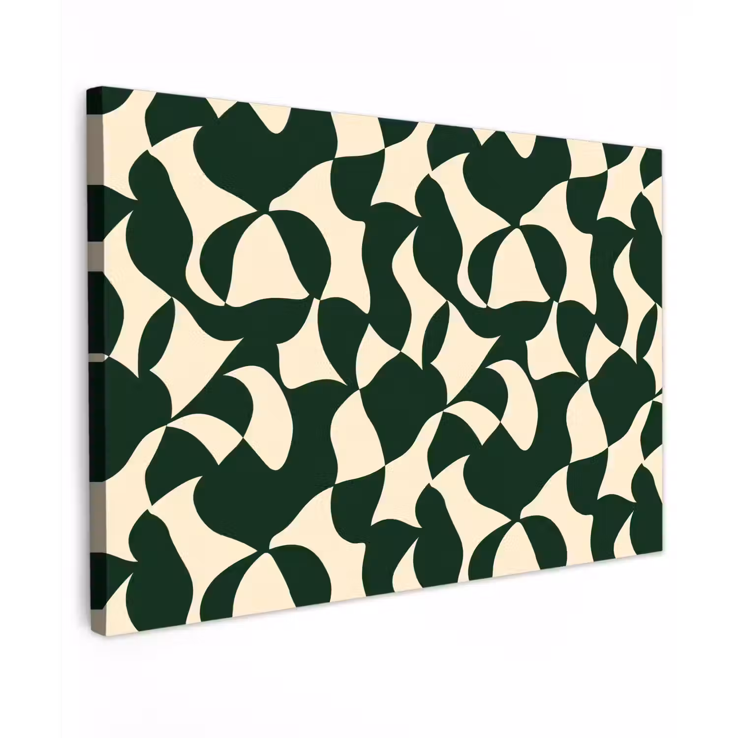 Groen - Organische vlakken - Crème Tuinposter op houten frame 2 cm dik klein 845 -3d