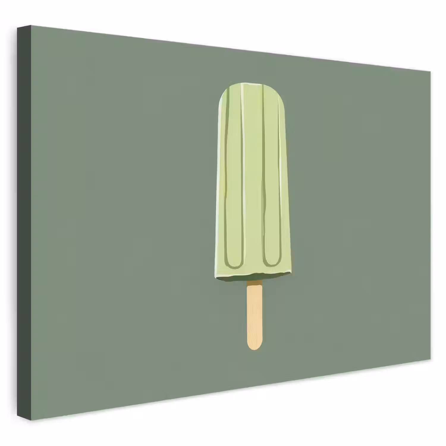 Groen - Waterijsje - Stokje - Illustratie Tuinposter op houten frame 2 cm dik klein -3d