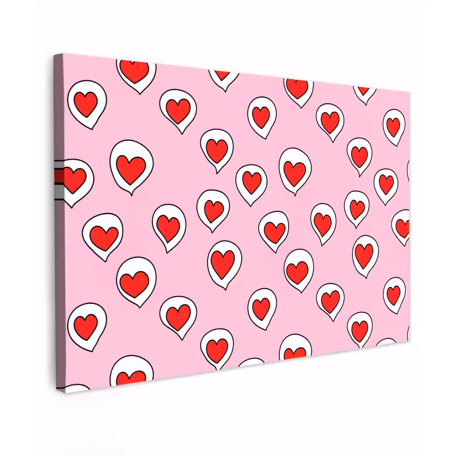 Hartjes - Patroon - Rood Tuinposter op houten frame 2 cm dik klein 845 -3d