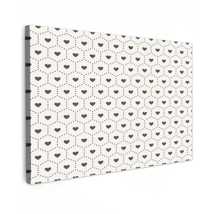 Hexagon - Patroon - Hartjes - Beige Tuinposter op houten frame 2 cm dik klein 845 -3d