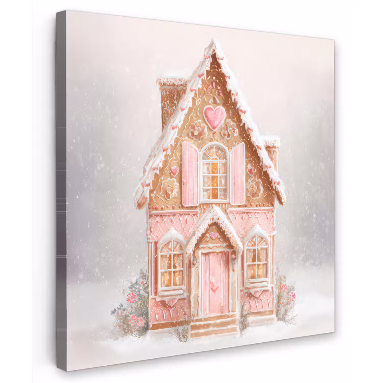 Huisje - Suiker - Pastel Tuinposter op houten frame 2 cm dik middel -3d