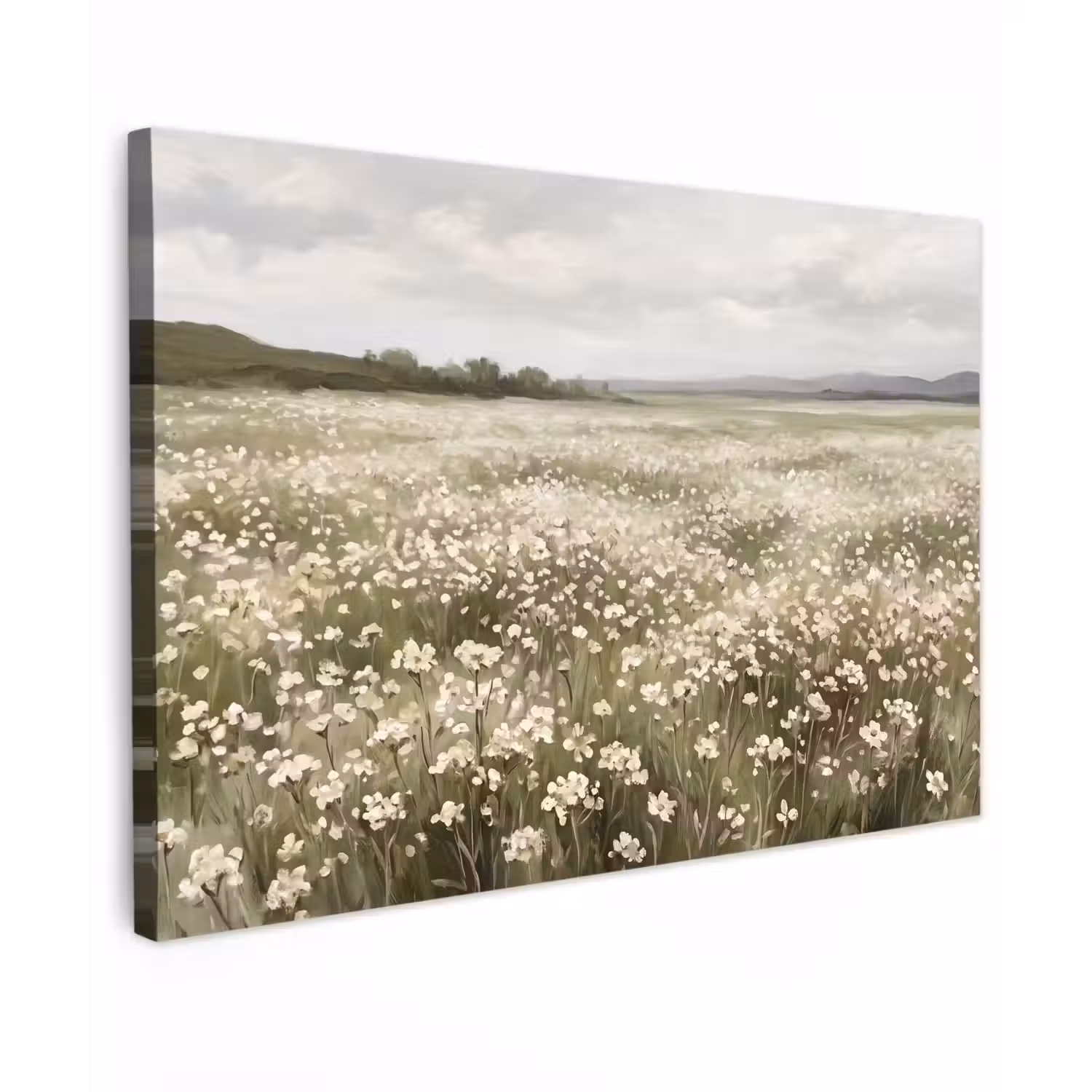 Illustratie - Landschap - Wit Tuinposter op houten frame 2 cm dik klein -3d