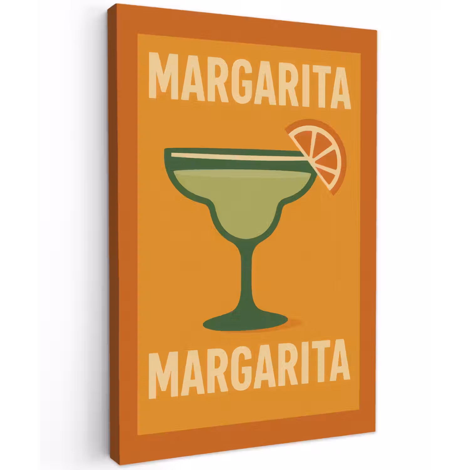 Illustratie - Margarita - Sinaasappelschijf - Oranje Tuinposter op houten frame 2 cm dik klein -3d
