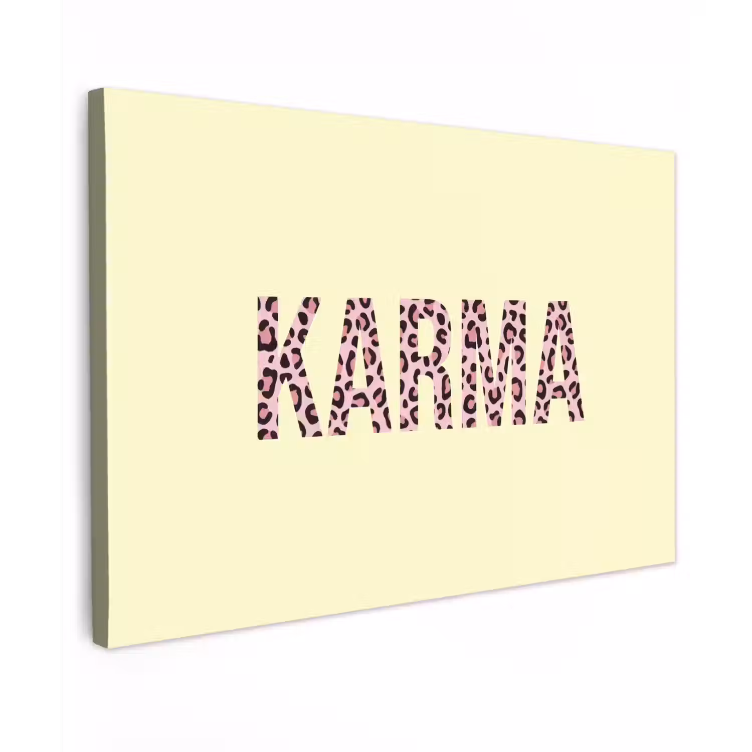 Karma - Luipaardprint - Geel Tuinposter op houten frame 2 cm dik klein -3d