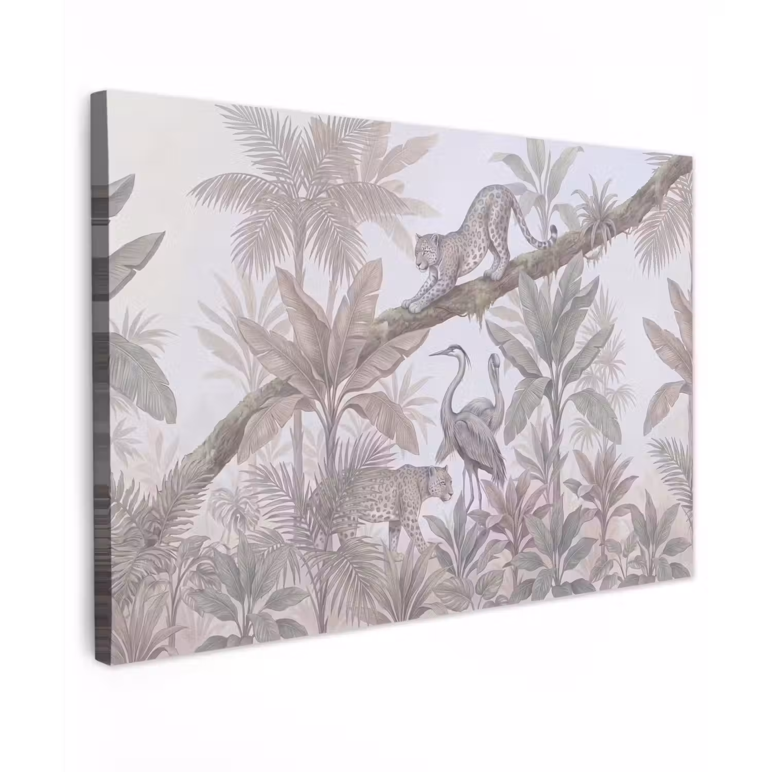 Kat - Vogel - Jungle - Illustratie - Dieren Tuinposter op houten frame 2 cm dik klein -3d