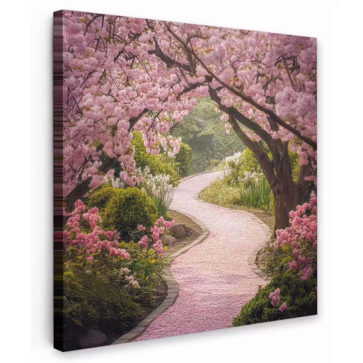 Kersenbloesem - Natuur - Sakura - Pad - Japanse tuin Tuinposter op houten frame 2 cm dik middel -3d