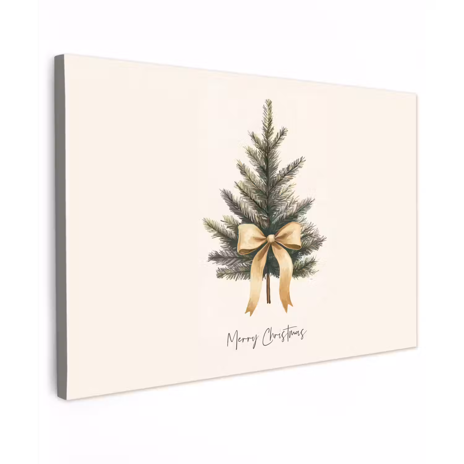Kerstboom - Kerst - Merry Christmas - Beige Tuinposter op houten frame 2 cm dik klein -3d