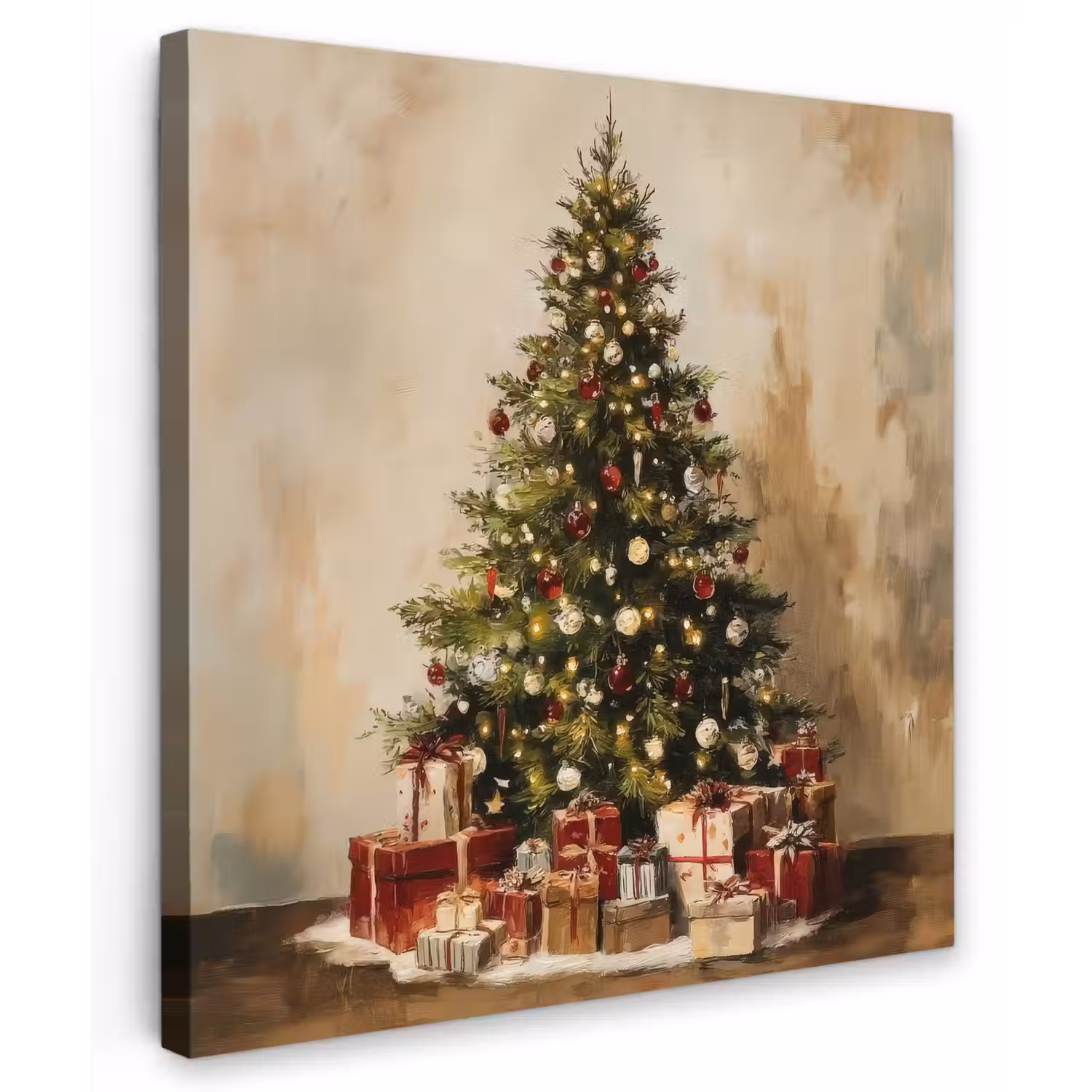 Kerstboom - Versierd - Kleurrijk Tuinposter op houten frame 2 cm dik middel -3d