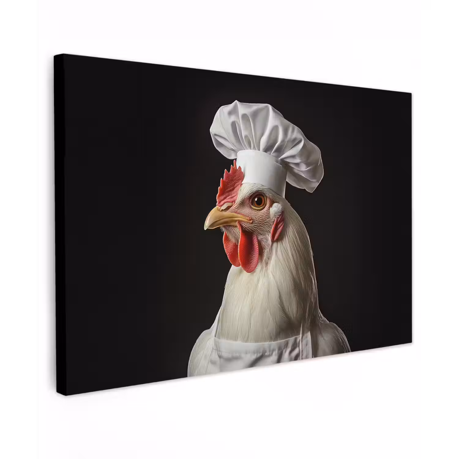 Kok - Rood - Kip Tuinposter op houten frame 2 cm dik klein -3d