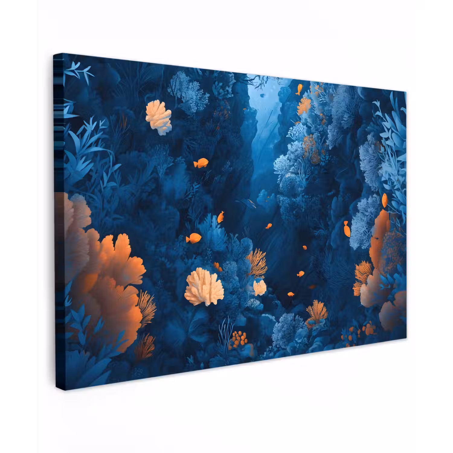 Koraalrif - Vissen - Oceaan - Blauw Tuinposter op houten frame 2 cm dik klein -3d