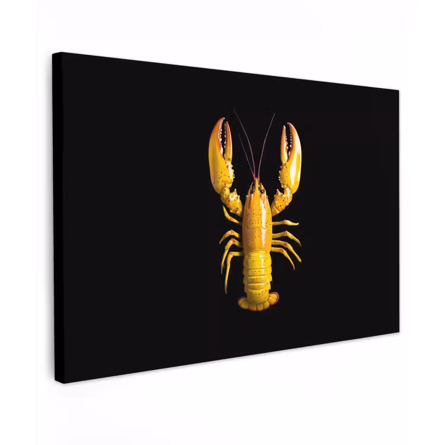 Kreeft - Geel - Stippen - Effen Tuinposter op houten frame 2 cm dik klein -3d