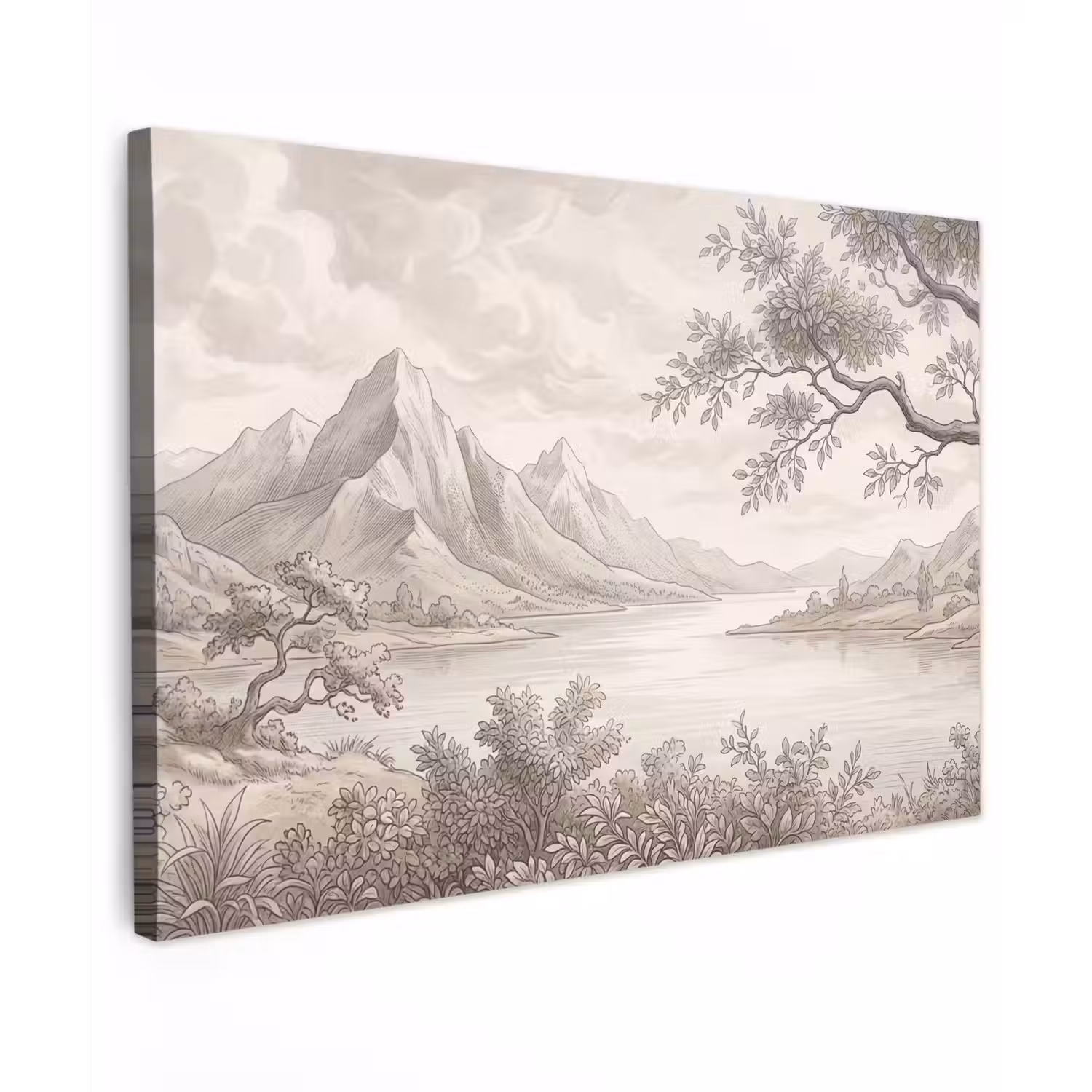 Landschap - Bergen - Meer - Natuur Tuinposter op houten frame 2 cm dik klein -3d