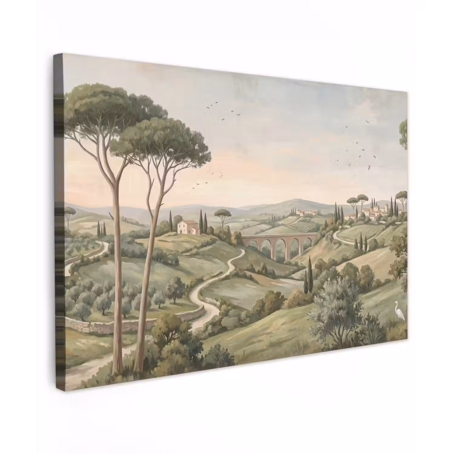 Landschap - Heuvels - Zandpad - Groen Tuinposter op houten frame 2 cm dik klein -3d