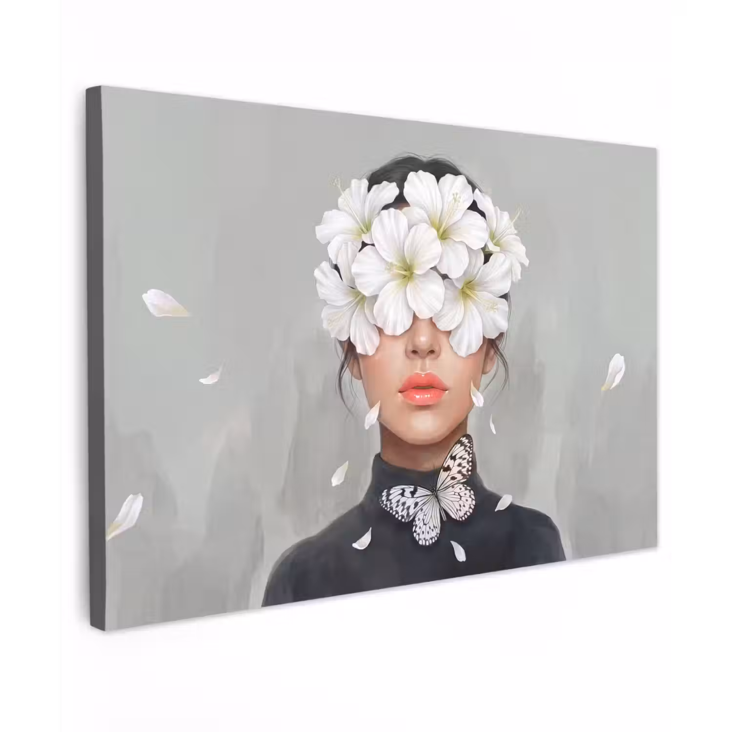 Lelies - Portret - Wit Tuinposter op houten frame 2 cm dik klein -3d