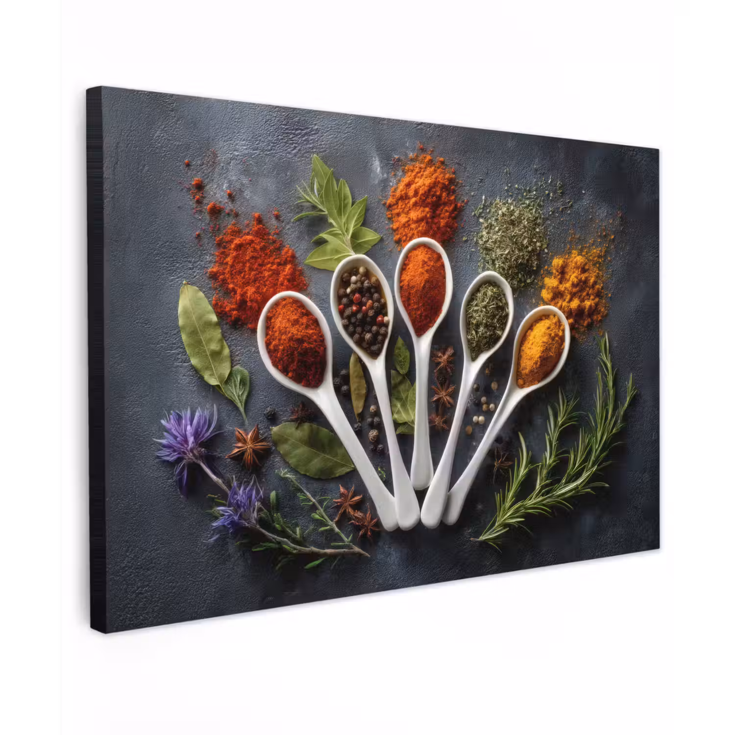 Lepels - Wit - Poeder - Kruiden Tuinposter op houten frame 2 cm dik klein -3d