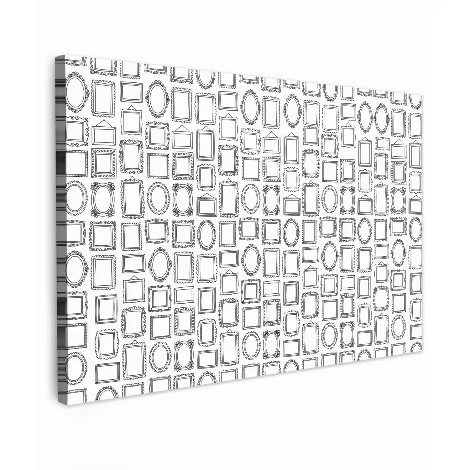 Lijsten - Patroon - Decoratie - Schets - Zwart-wit Tuinposter op houten frame 2 cm dik klein -3d
