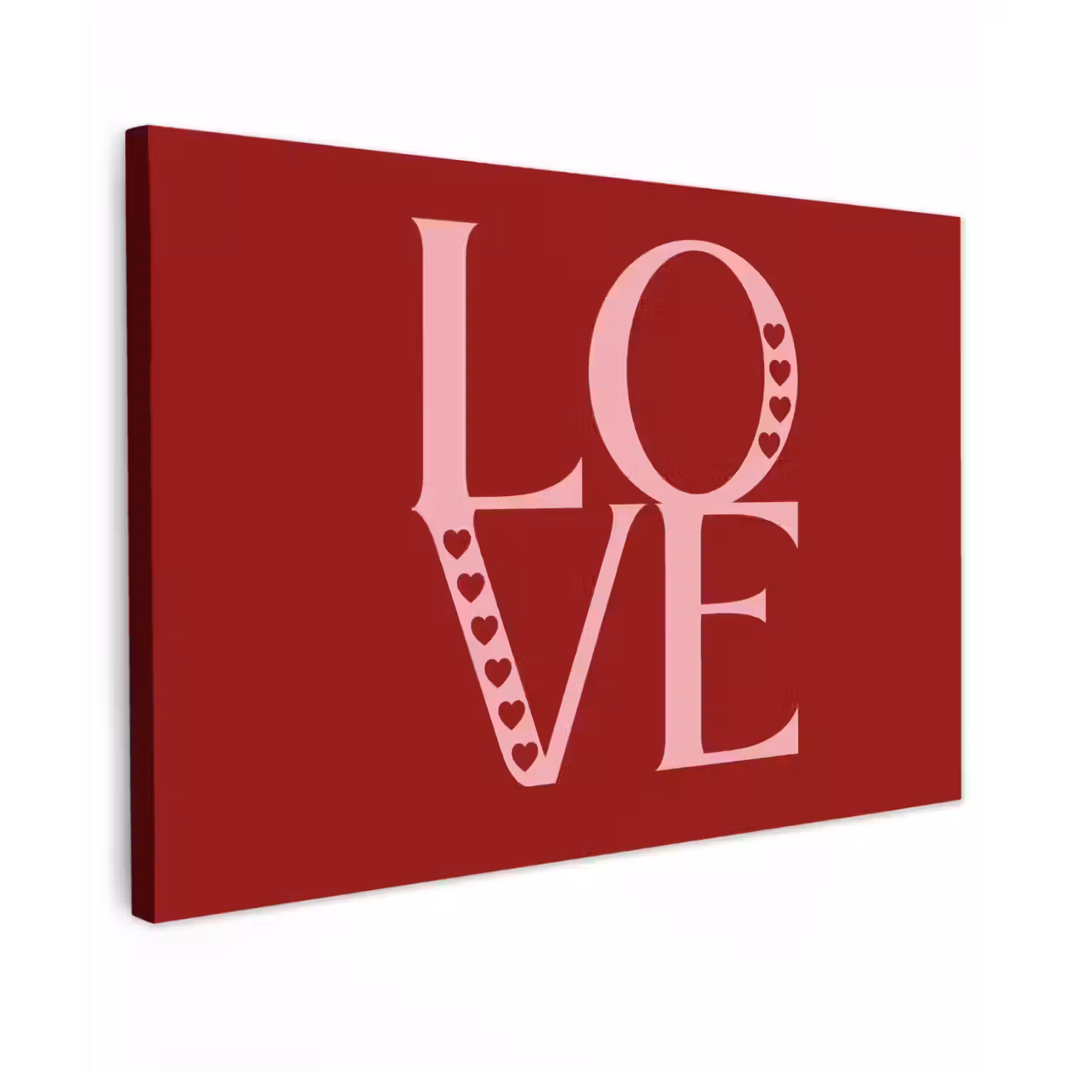 Love - Rood - Hatjes Tuinposter op houten frame 2 cm dik klein -3d