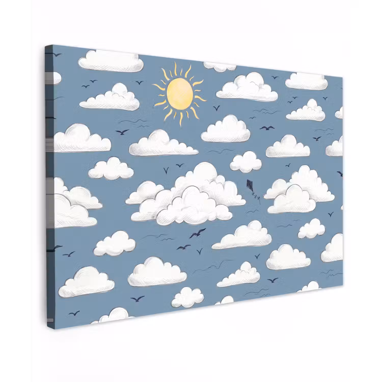 Lucht - Zon - Wolken - Natuur - Blauw Tuinposter op houten frame 2 cm dik klein -3d