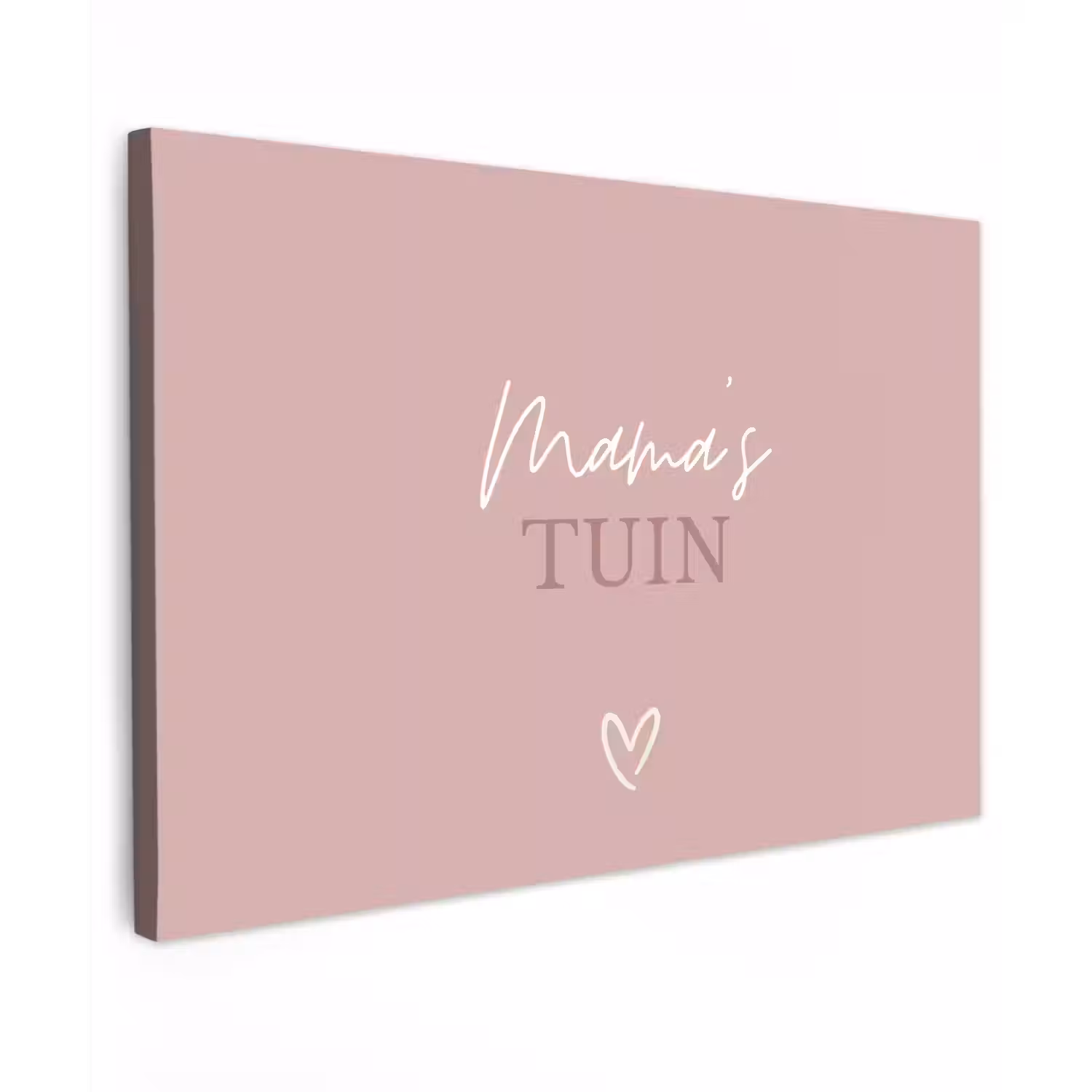 Mama's Tuin met Hart Tuinposter op houten frame 2 cm dik klein -3d