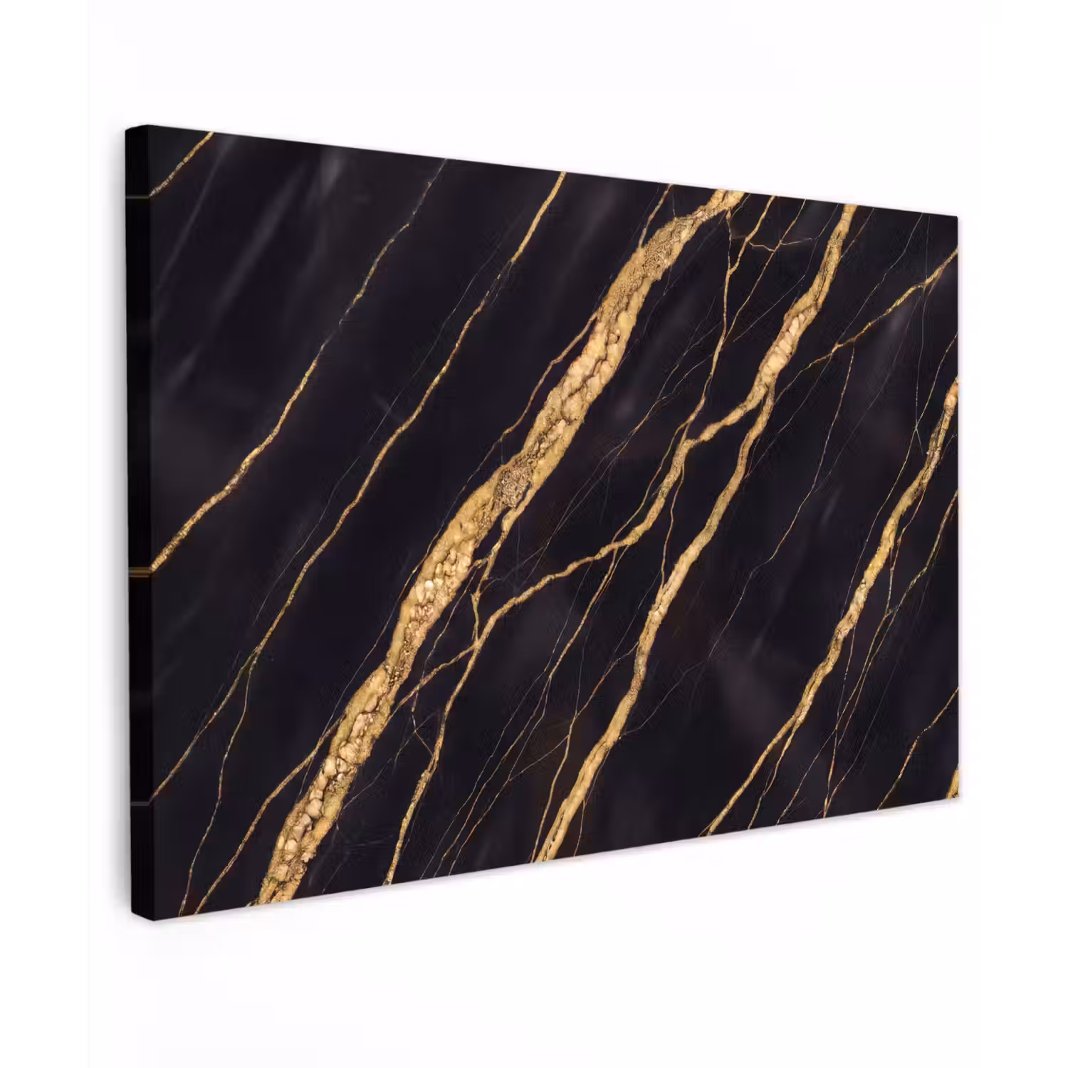 Marmer - Goud - Textuur - Abstract - Zwart Tuinposter op houten frame 2 cm dik klein -3d