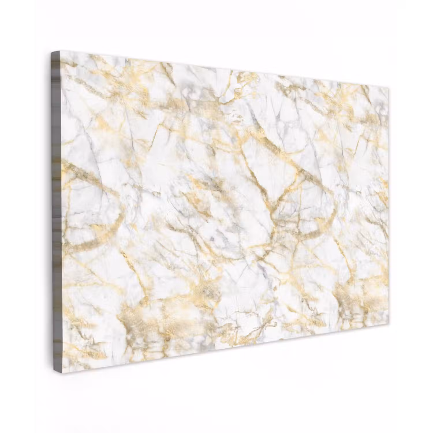 Marmer - Wit - Expressief - Goudaccenten Tuinposter op houten frame 2 cm dik klein 845 -3d