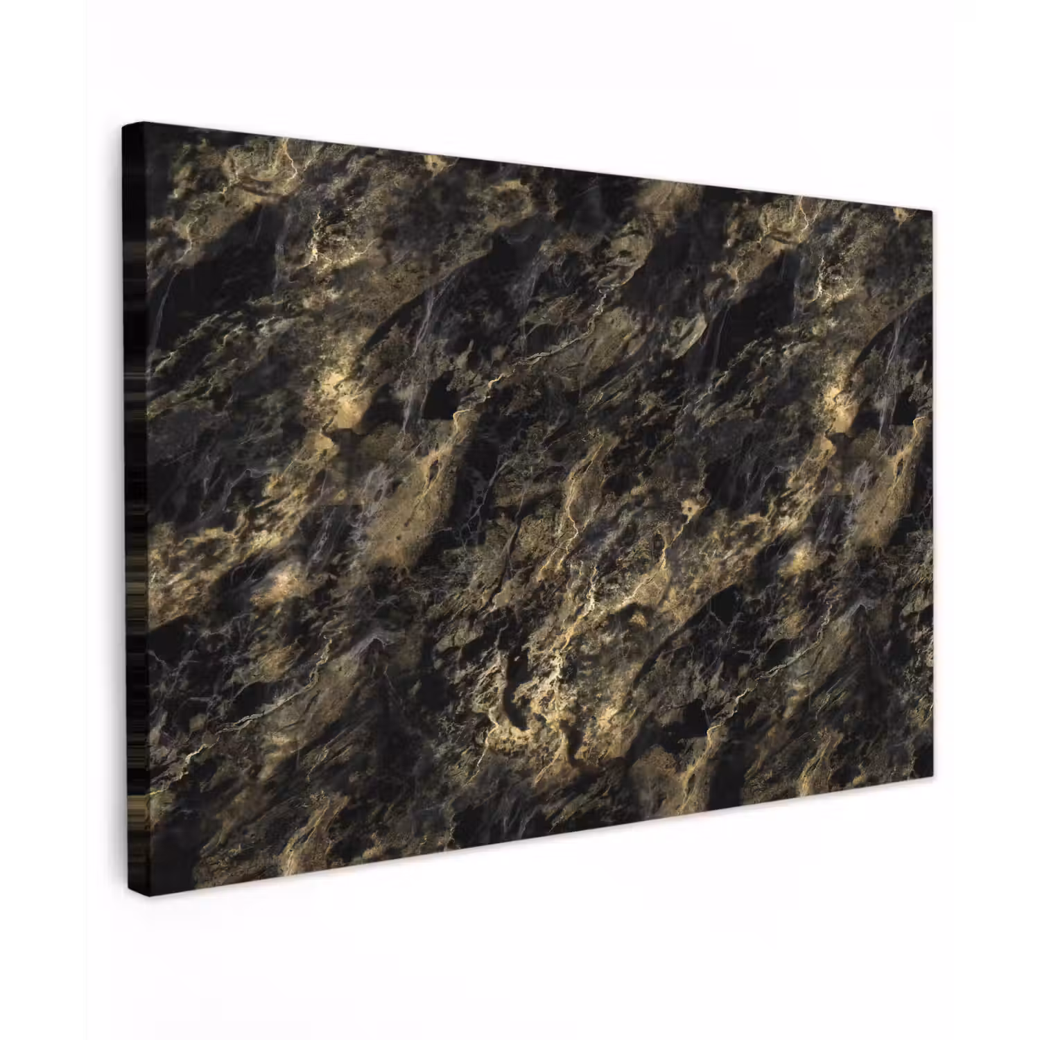 Marmer - Zwart - Goud Tuinposter op houten frame 2 cm dik klein 845 -3d