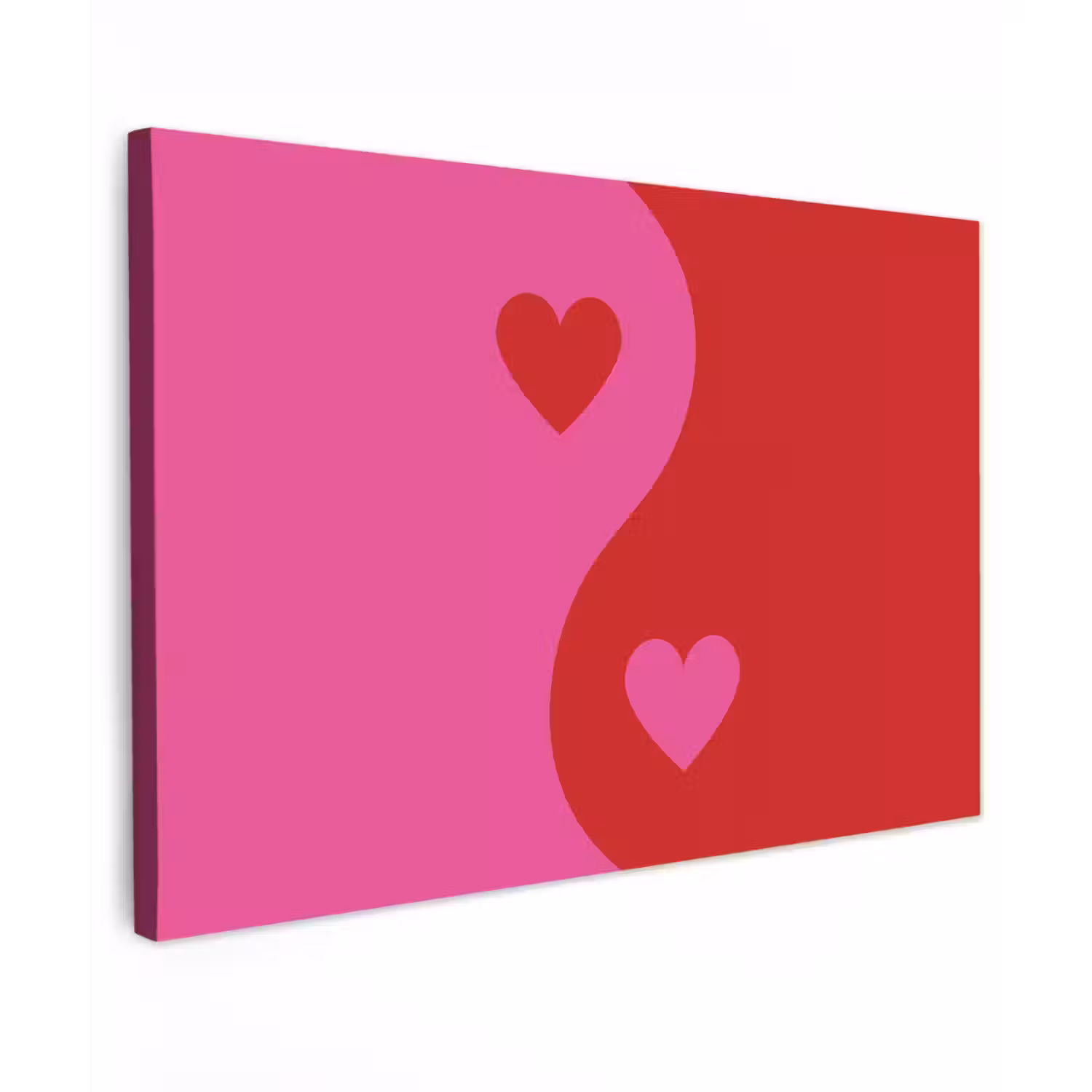 Minimalistisch - Rood - Roze - Hartjes Tuinposter op houten frame 2 cm dik klein -3d