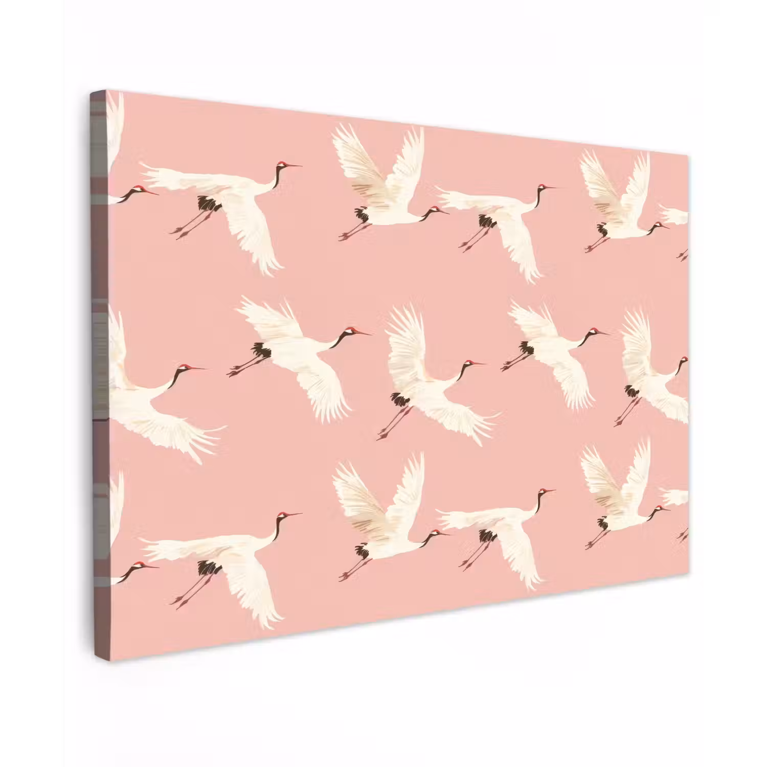 Modern - Kraanvogels - Roze Tuinposter op houten frame 2 cm dik klein 845 -3d