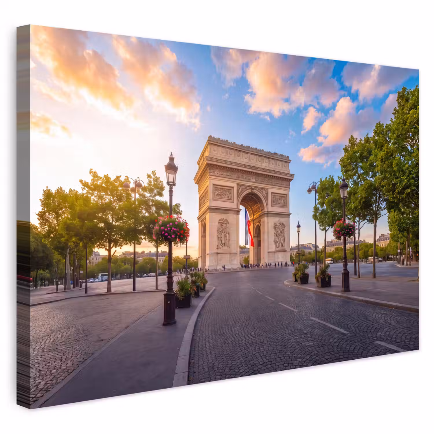 Monument - Parijs - Zonsondergang - Architectuur - Goud Tuinposter op houten frame 2 cm dik klein -3d