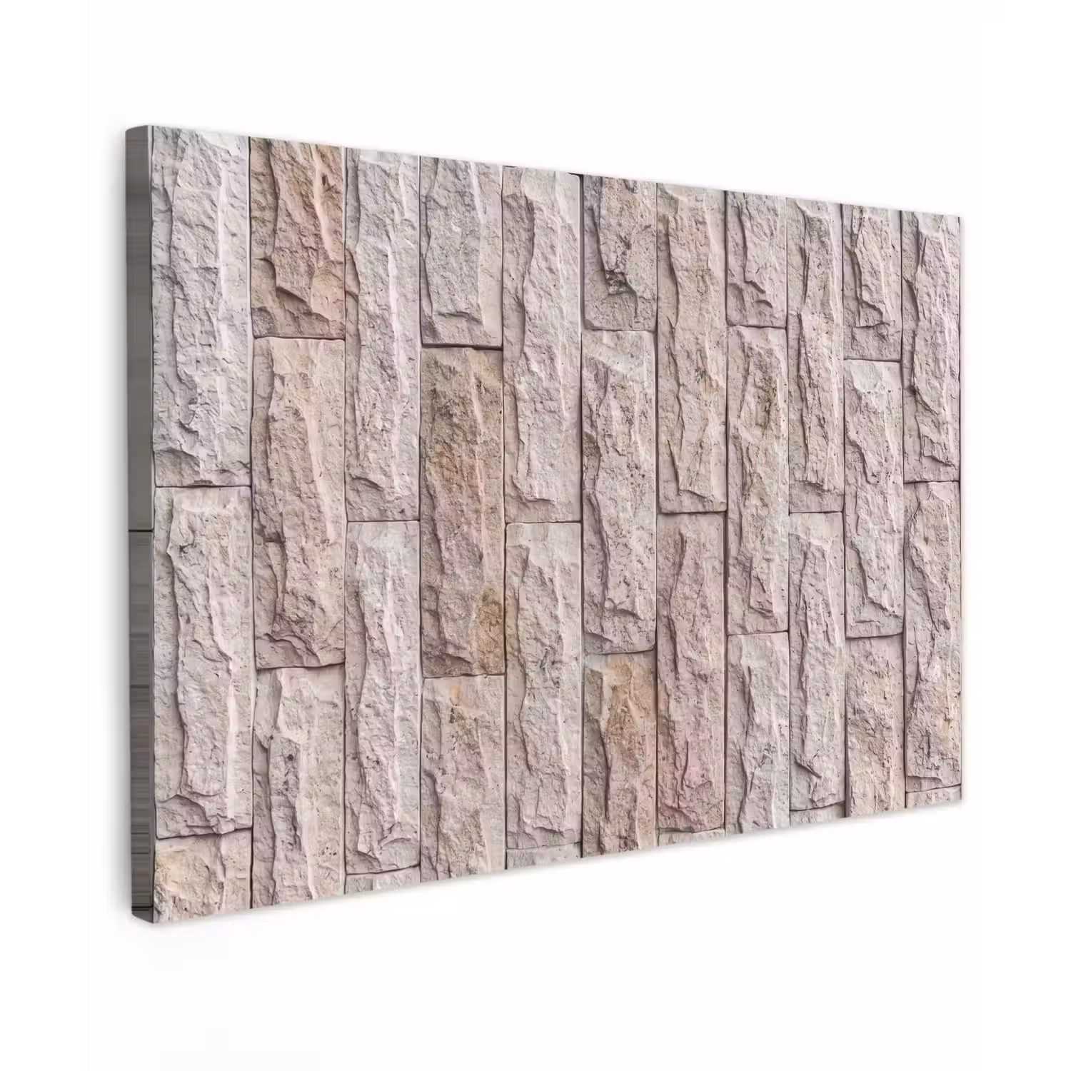 Muur - Steen - Ruw - Beige - Textuur Tuinposter op houten frame 2 cm dik klein -3d