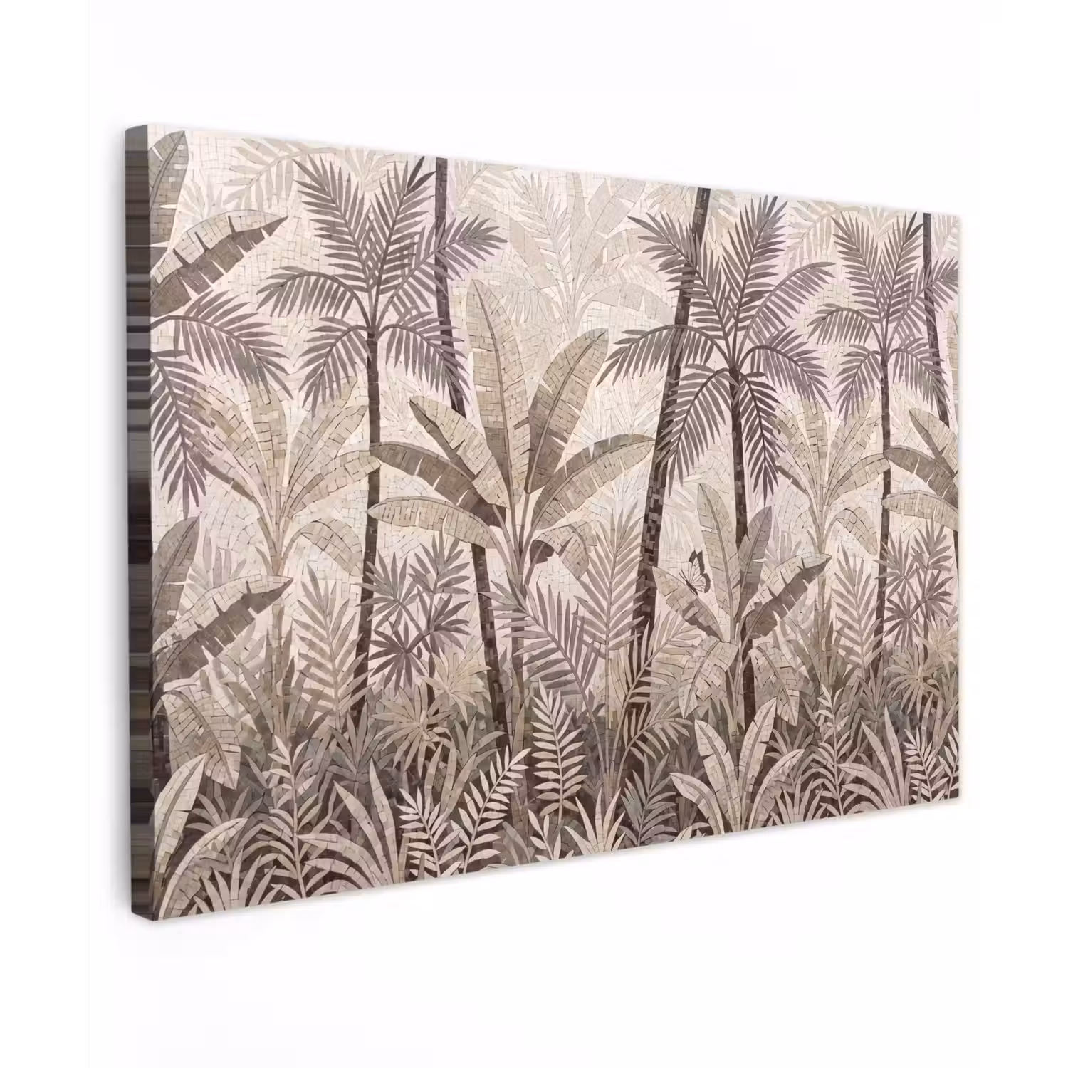 Natuur - Bladeren - Landschap - Mozaïek - Beige Tuinposter op houten frame 2 cm dik klein -3d