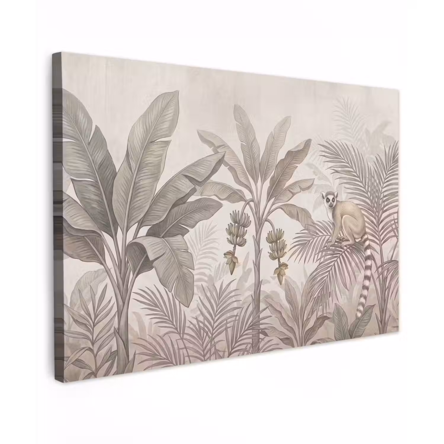 Natuur - Jungle - Ringstaartmaki - Bruin Tuinposter op houten frame 2 cm dik klein -3d