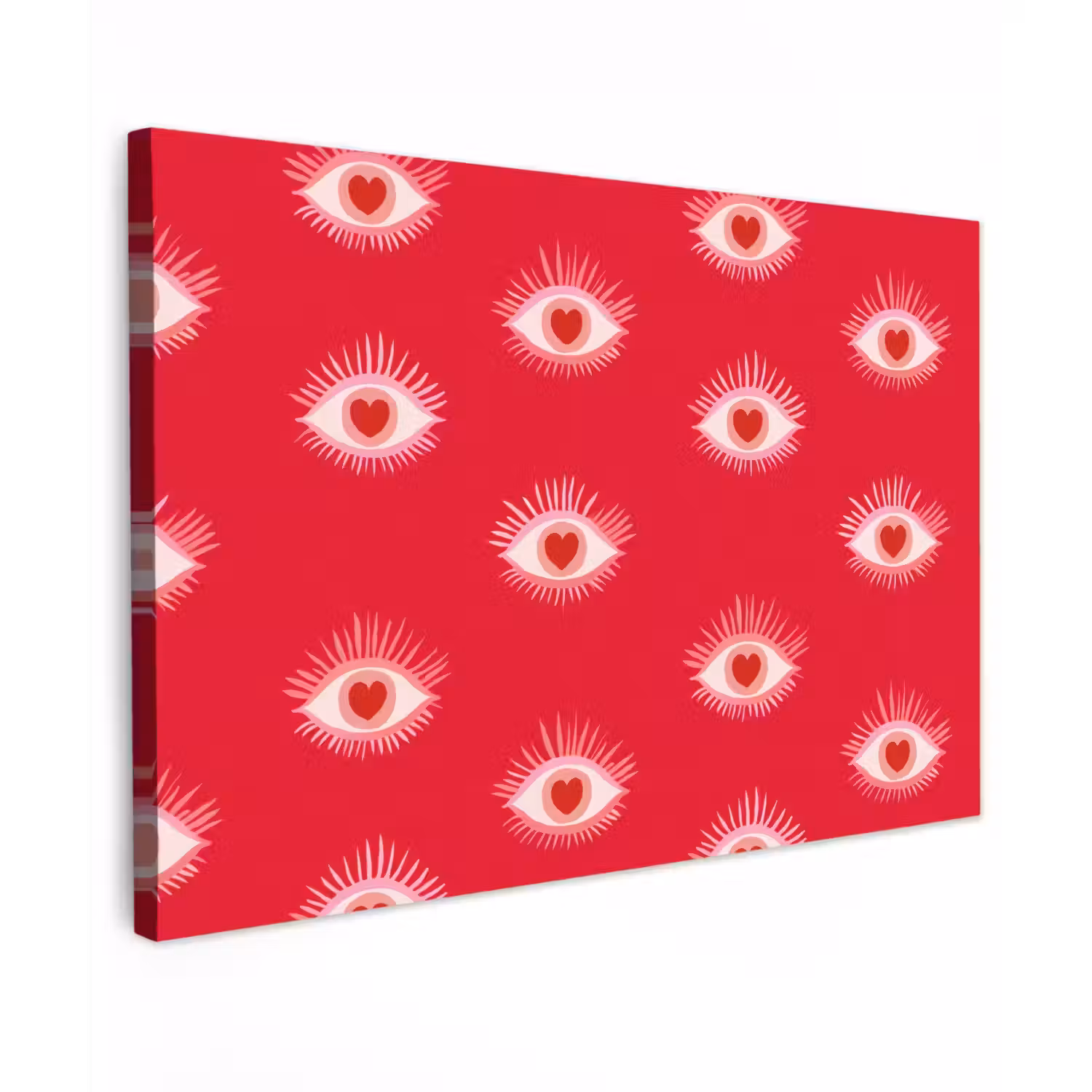 Ogen - Hart - Abstract - Rood - Roze Tuinposter op houten frame 2 cm dik klein 845 -3d