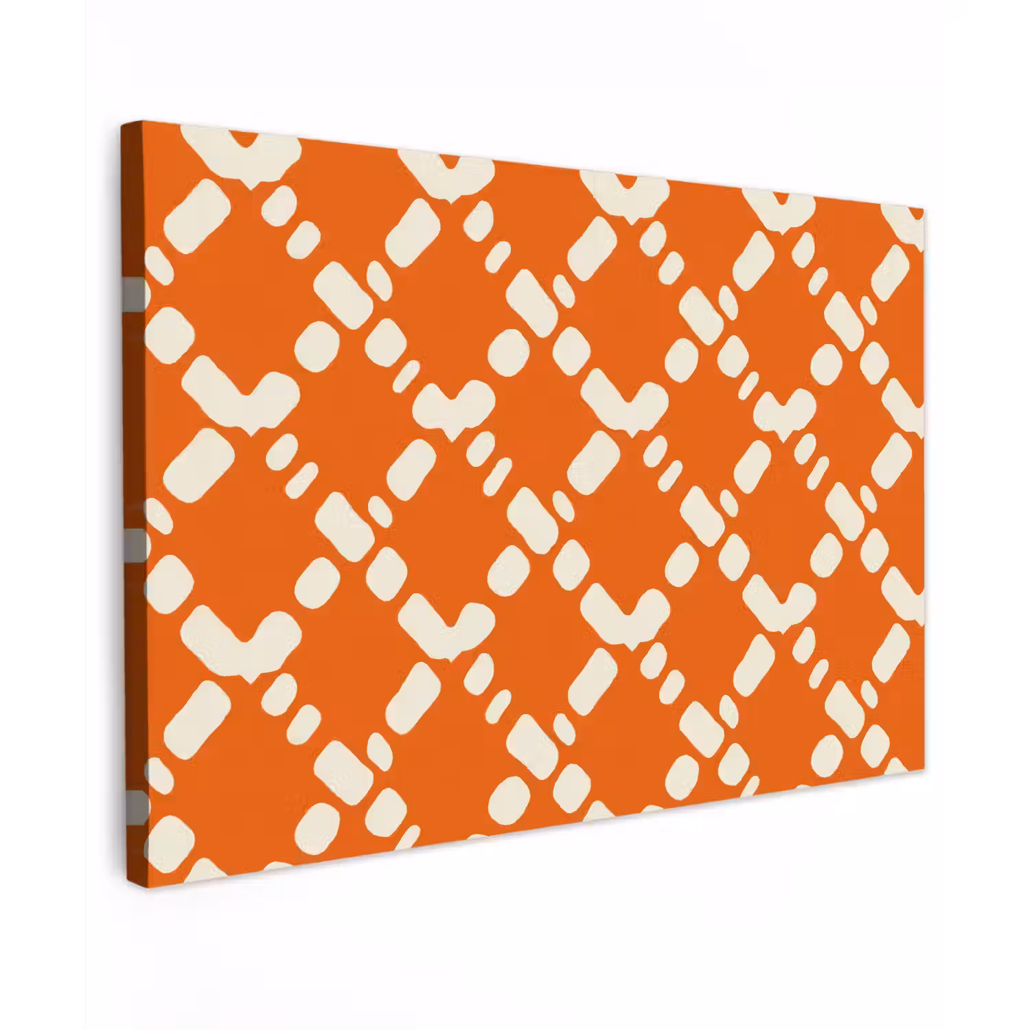 Oranje - Ruitpatroon - Wit Tuinposter op houten frame 2 cm dik klein 845 -3d