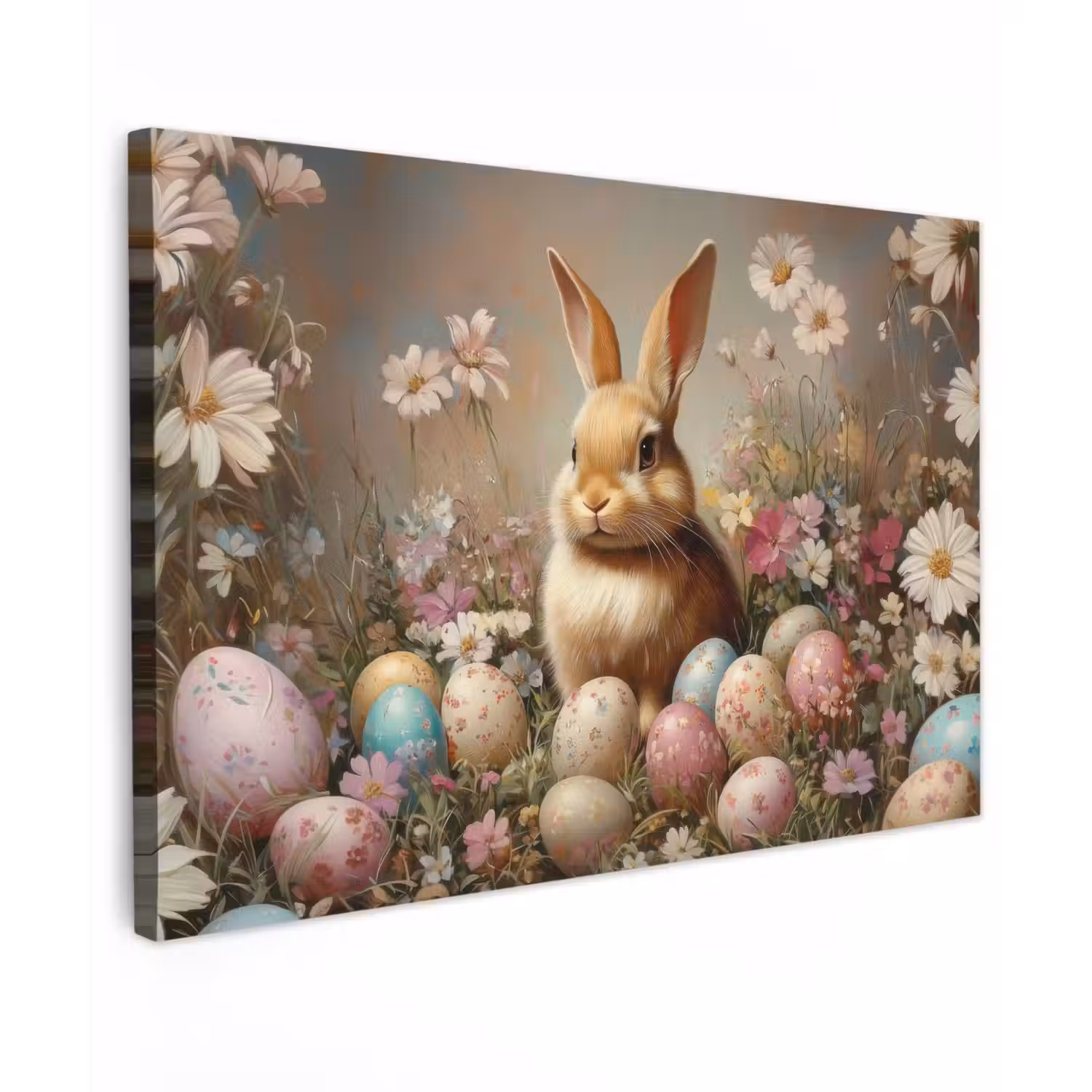 Paashaas - Lente - Paaseieren Tuinposter op houten frame 2 cm dik klein -3d