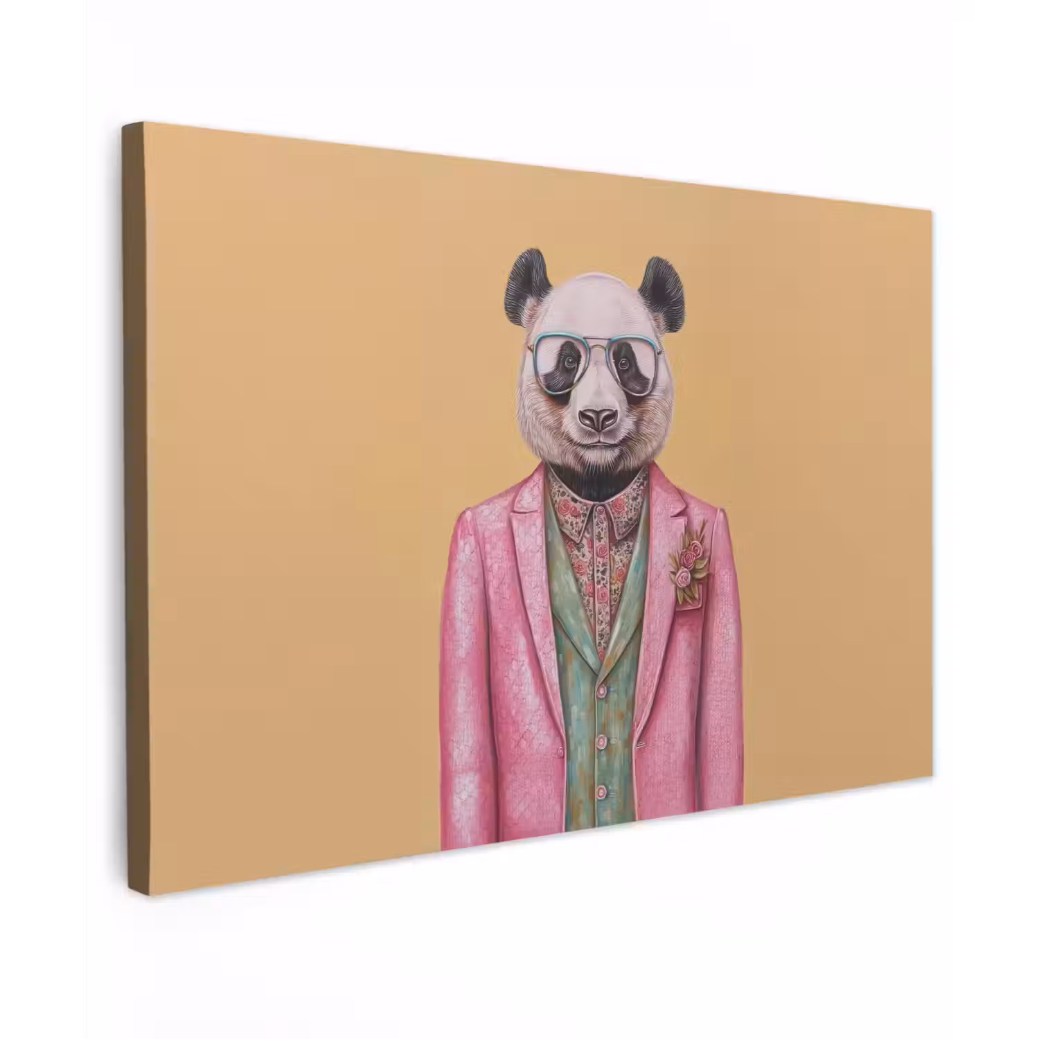 Panda - Pak - Zonnebril - Blauw Tuinposter op houten frame 2 cm dik klein -3d