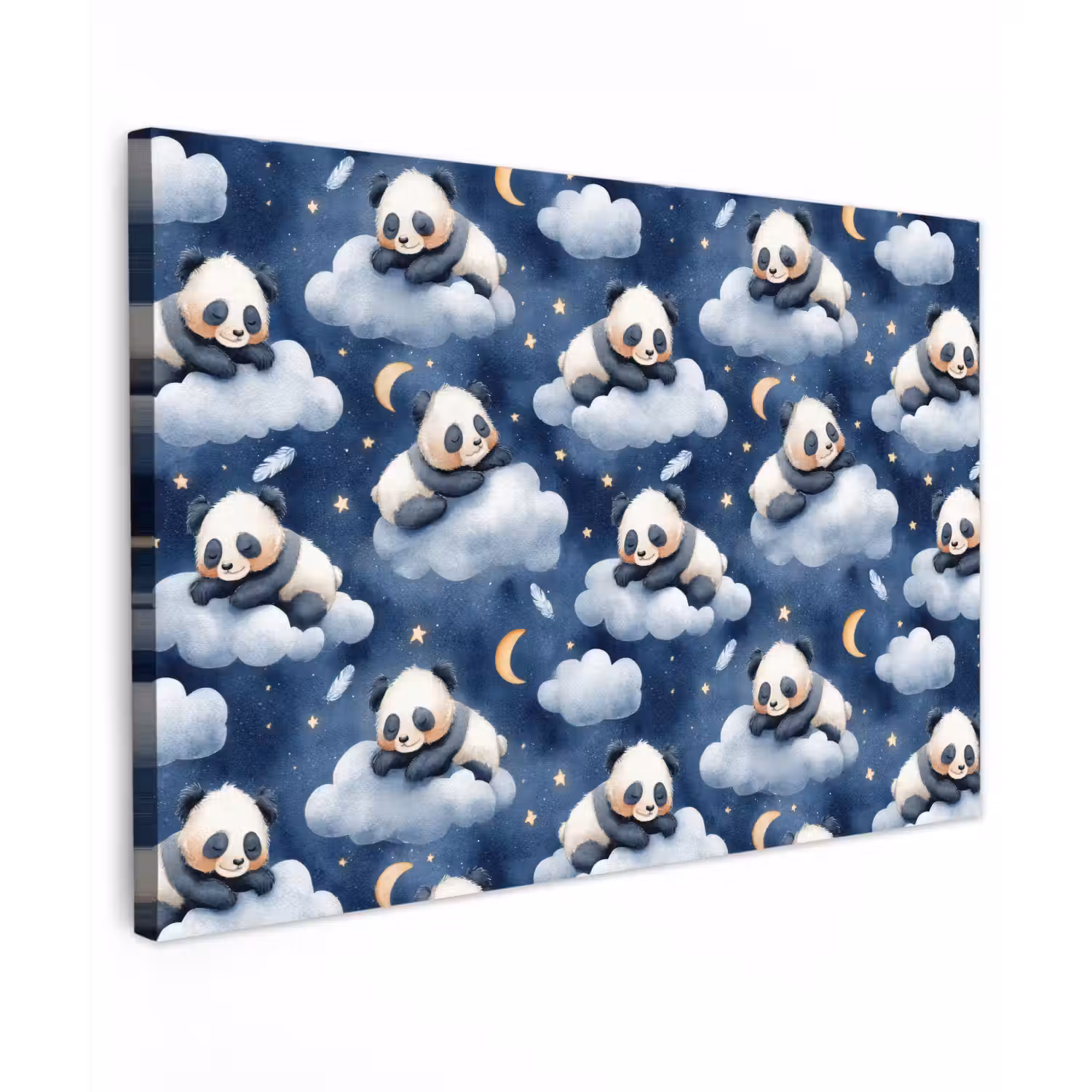 Panda's - Slapen - Blauw Tuinposter op houten frame 2 cm dik klein 845 -3d