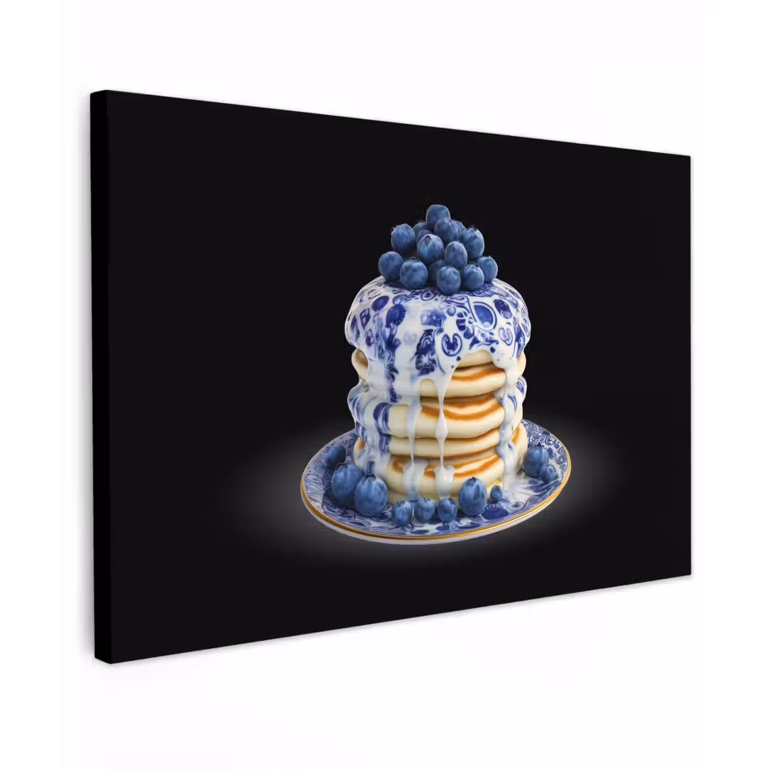 Pannenkoeken - Blauwe Bessen - Bord Tuinposter op houten frame 2 cm dik klein -3d