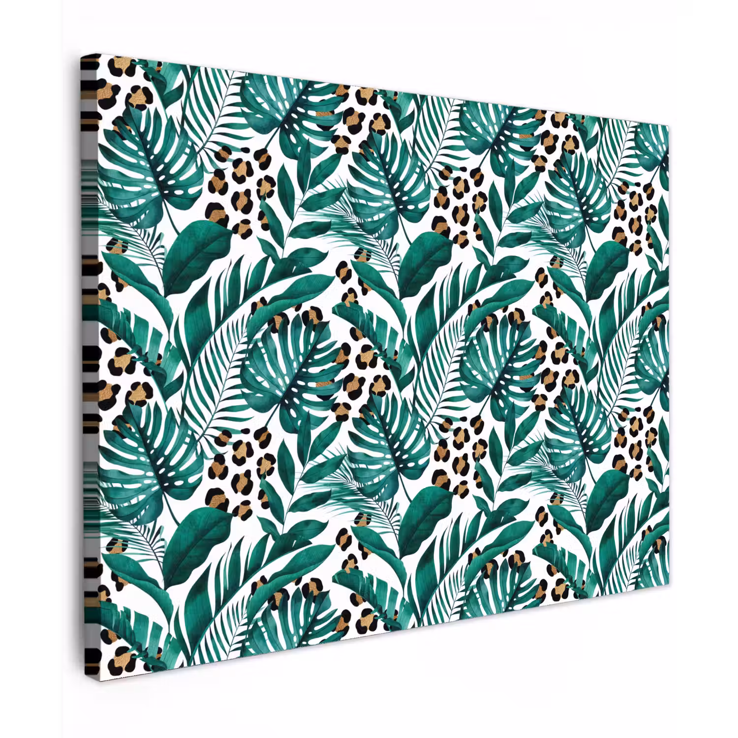 Panterprint - Bladeren - Jungle Tuinposter op houten frame 2 cm dik middel -3d