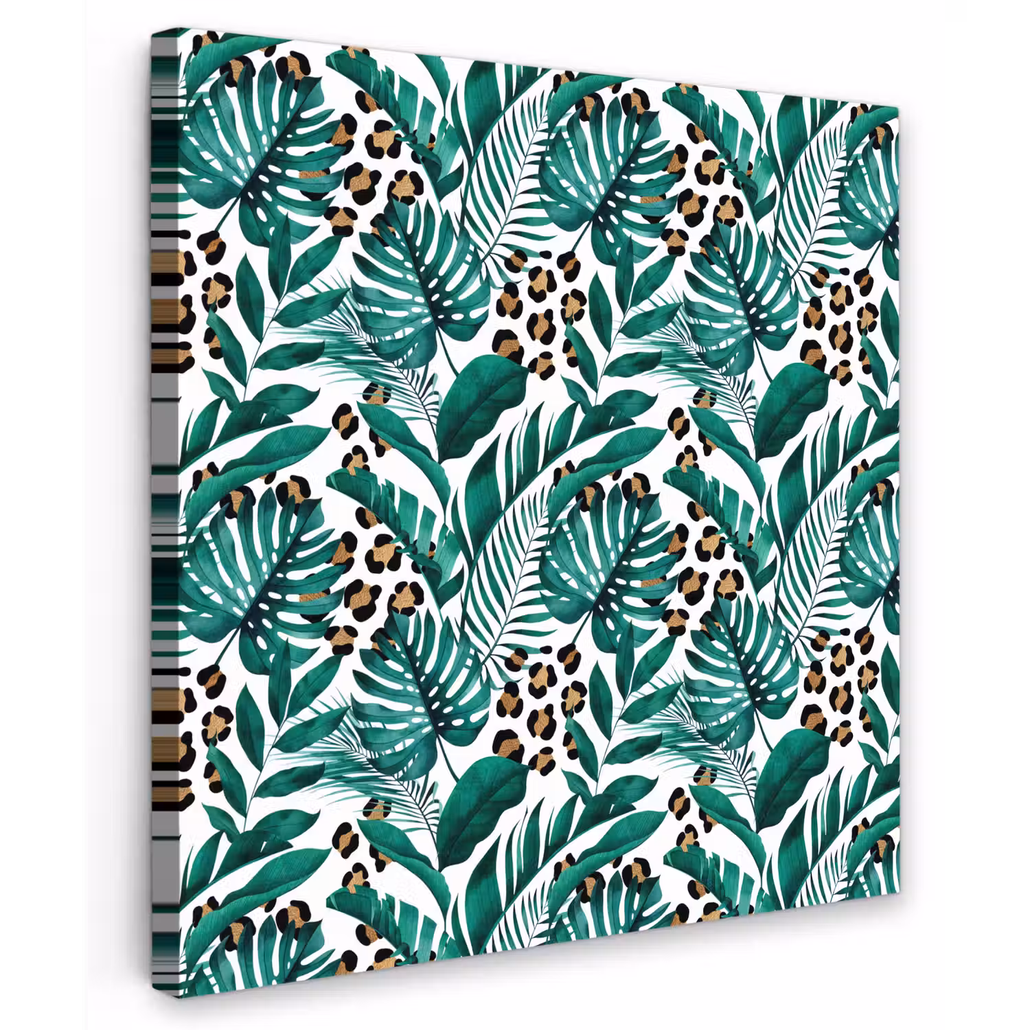 Inductie beschermer - Panterprint - Bladeren - Jungle - Afdekplaat voor kookplaat Tuinposter op houten frame 2 cm dik middel -3d