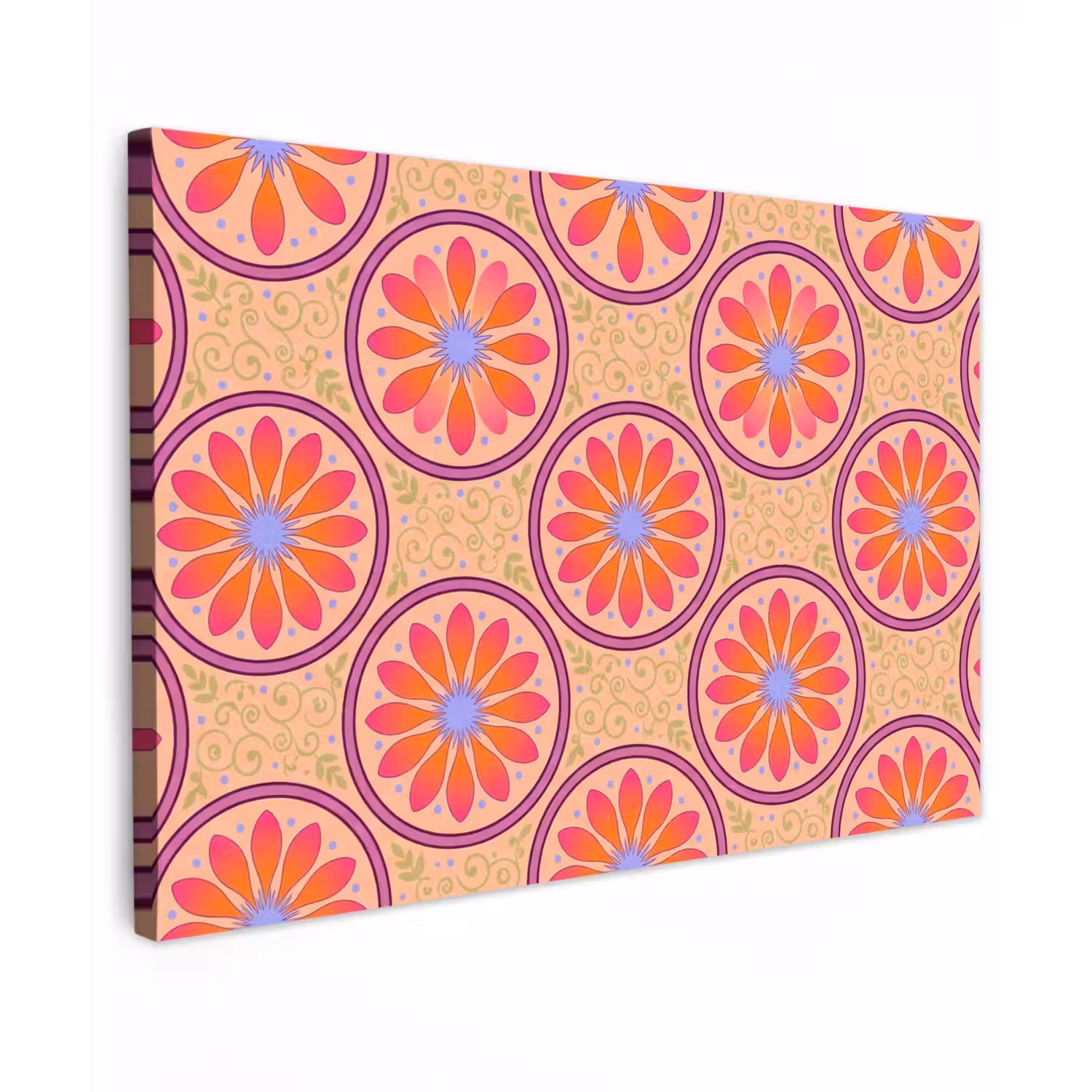 Patroon - Bloemen - Decoratief - Kleurrijk - Modern Tuinposter op houten frame 2 cm dik klein -3d