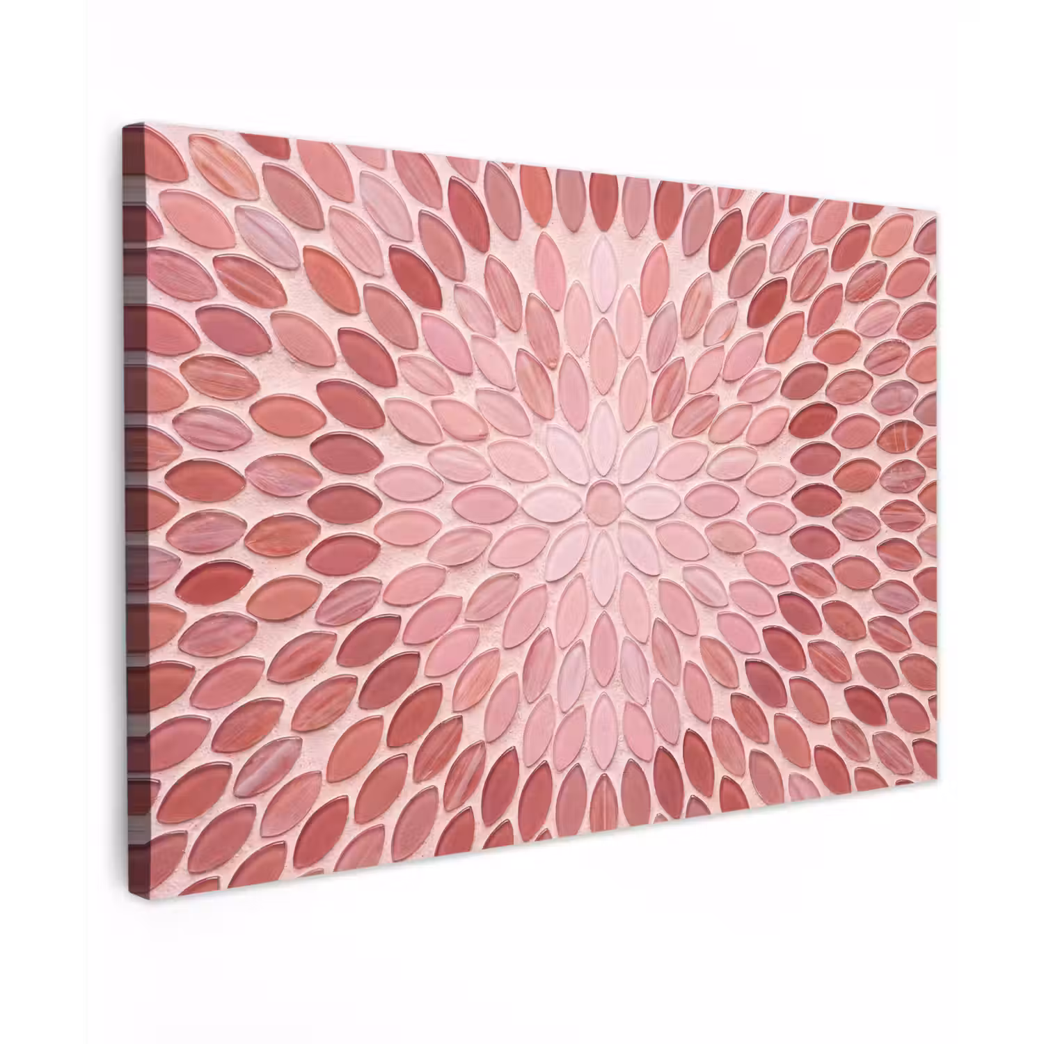 Patroon - Mozaïek - Ovaal - Abstract - Roze Tuinposter op houten frame 2 cm dik klein -3d