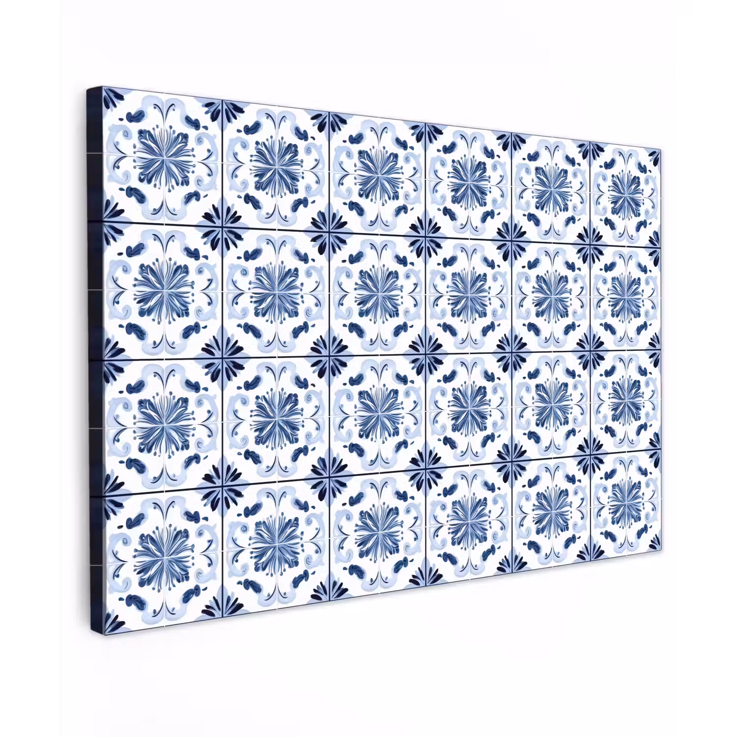 Patroon - Tegel - Blauw Tuinposter op houten frame 2 cm dik klein 845 -3d