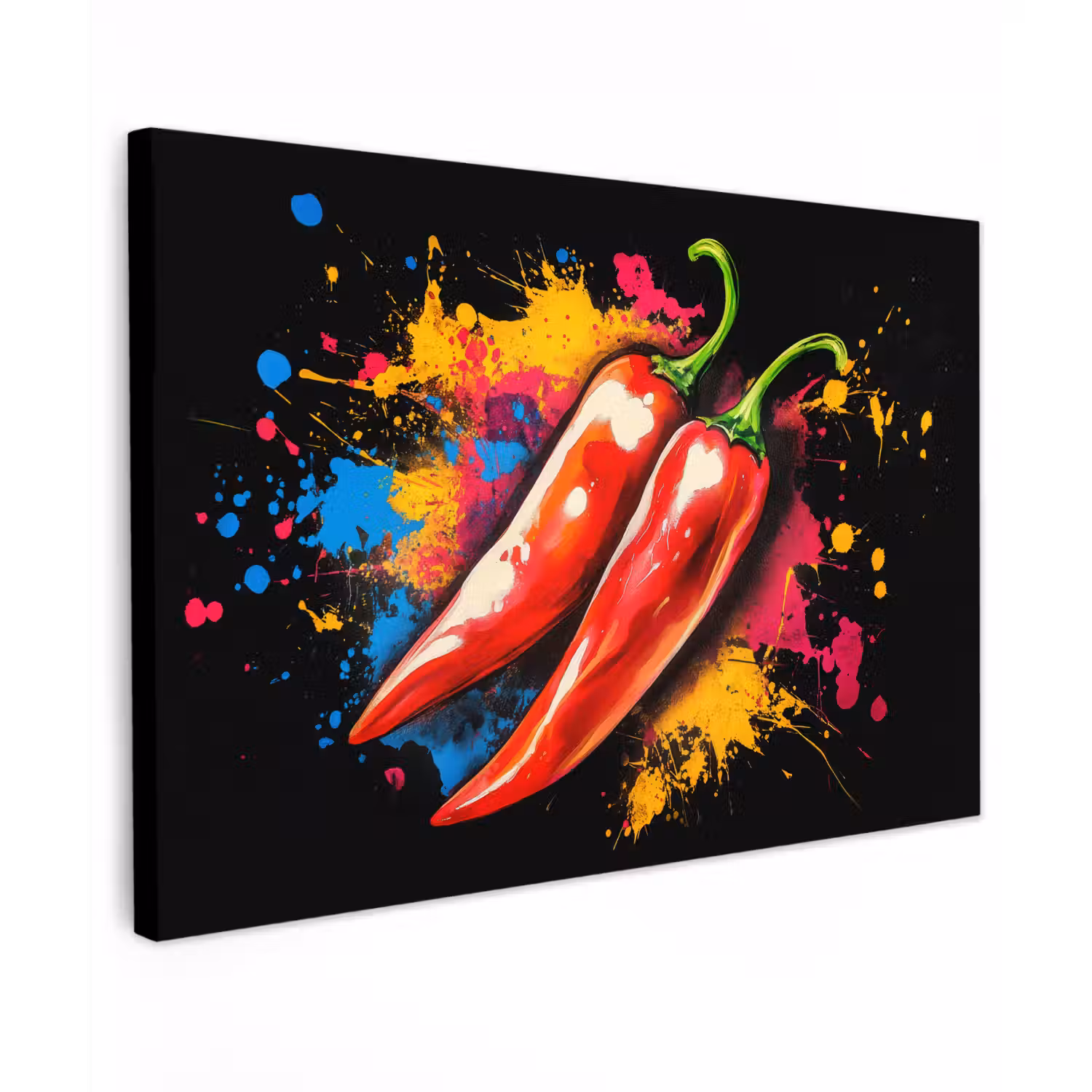 Peper - Graffiti - Verf - Abstract - Modern - Kleurrijk Tuinposter op houten frame 2 cm dik klein -3d