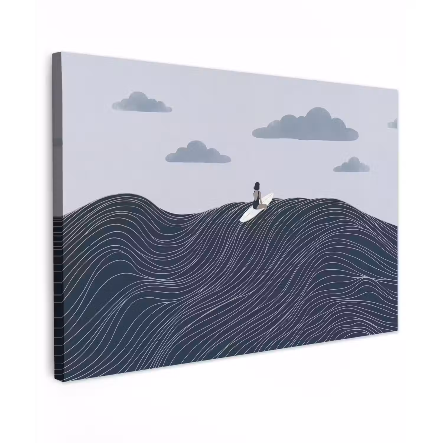 Persoon - Surfen - Oceaan - Natuur - Modern Tuinposter op houten frame 2 cm dik klein -3d