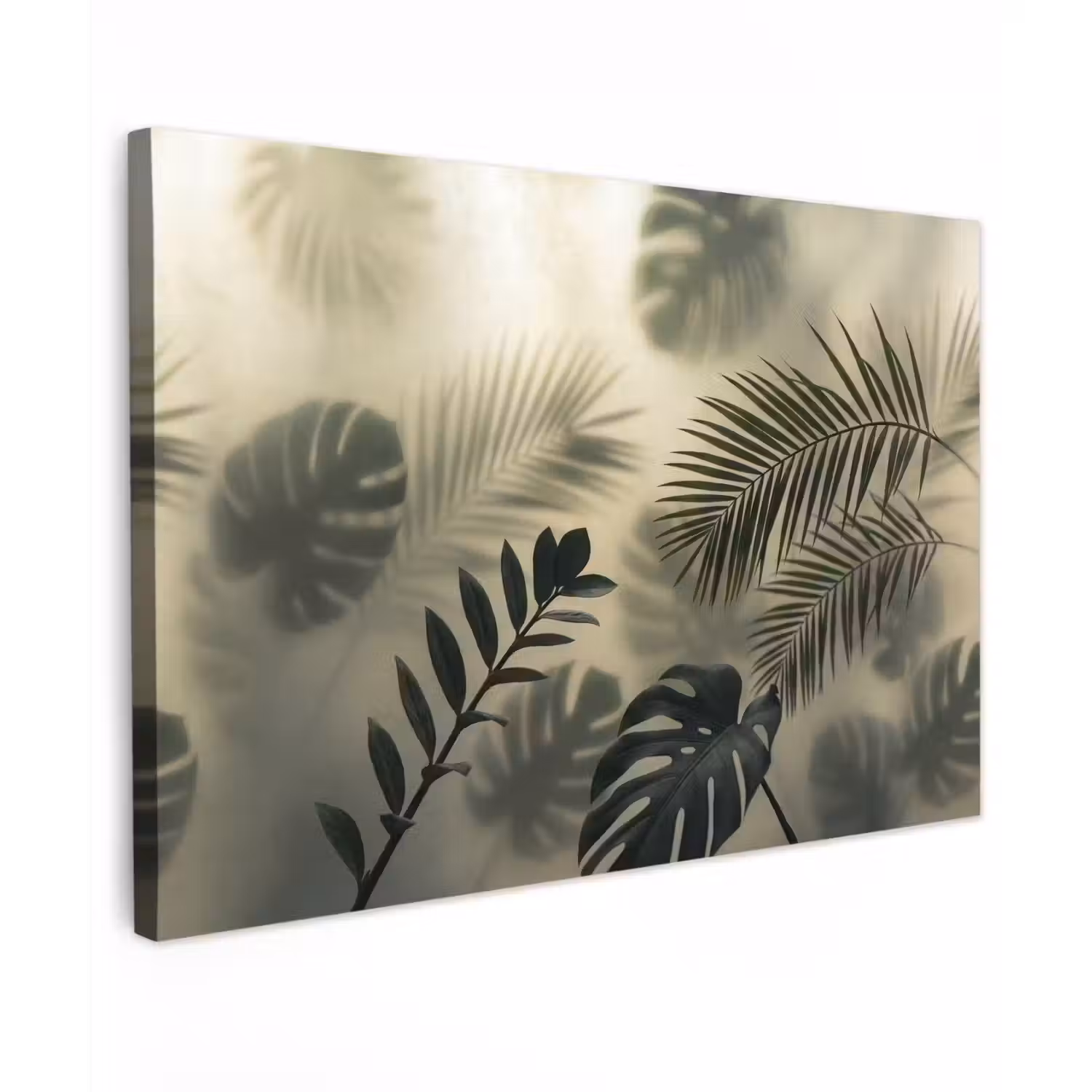 Planten - Bladeren - Schaduwen - Groen - Modern Tuinposter op houten frame 2 cm dik klein -3d
