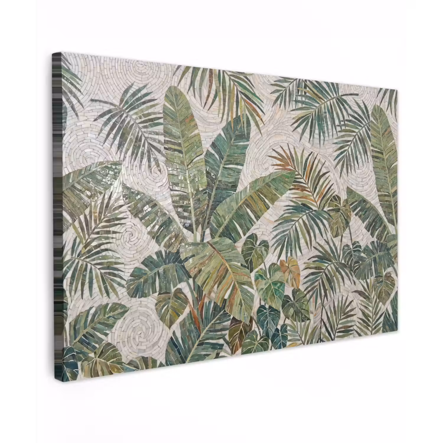 Planten - Tropisch - Mozaïek - Natuur - Groen Tuinposter op houten frame 2 cm dik klein -3d