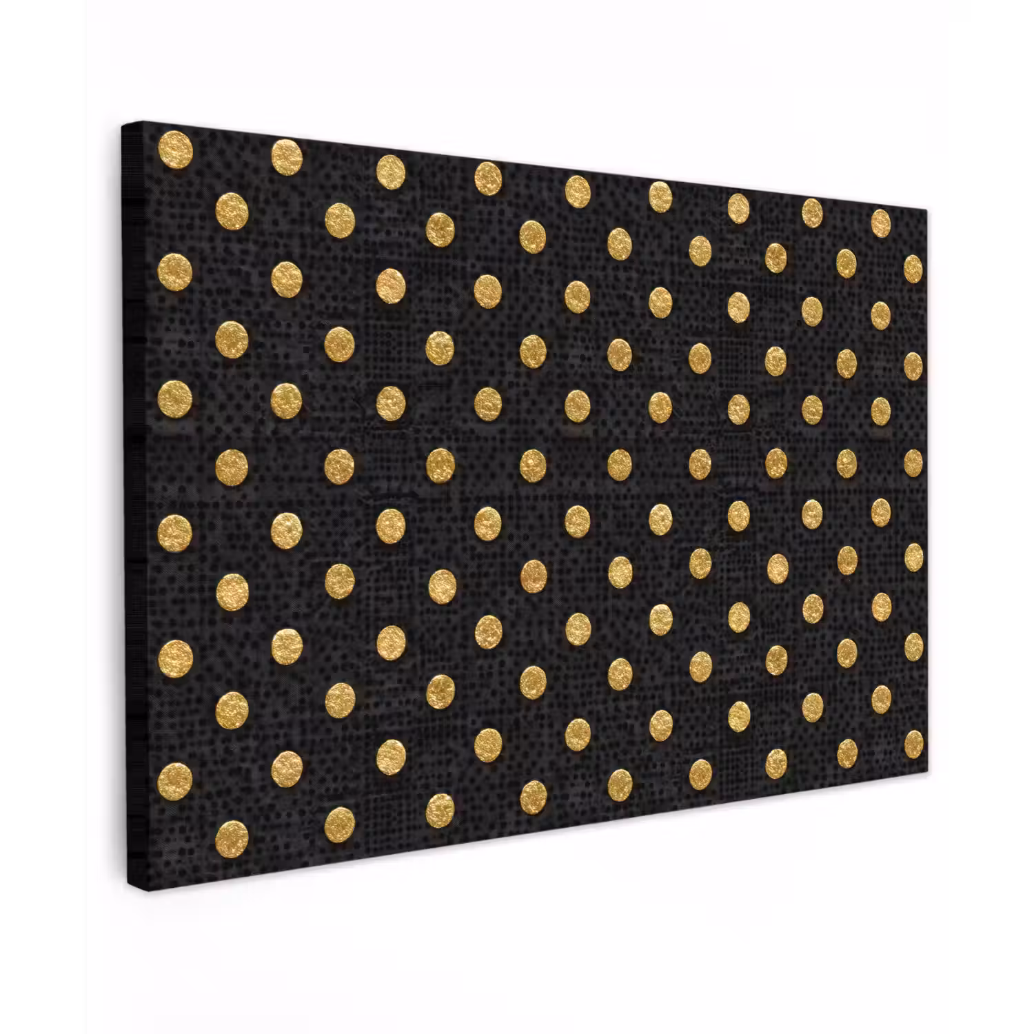 Polka Dot - Stippen - Goud - Zwart Tuinposter op houten frame 2 cm dik klein 845 -3d