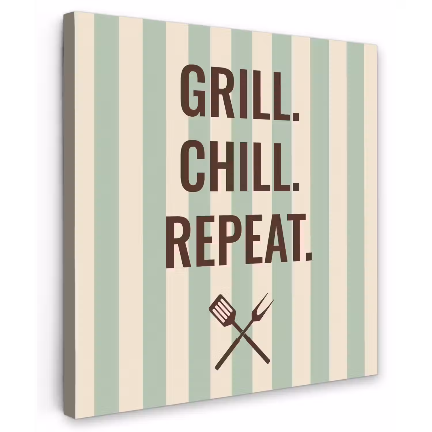 Quote - Strepen - Grill Tuinposter op houten frame 2 cm dik middel -3d